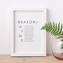 Load image into Gallery viewer, ‘Reason &amp; Rhyme’ Poem Print
