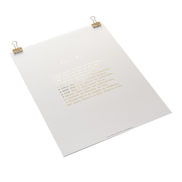 'You & Me' Foiled Poem Print