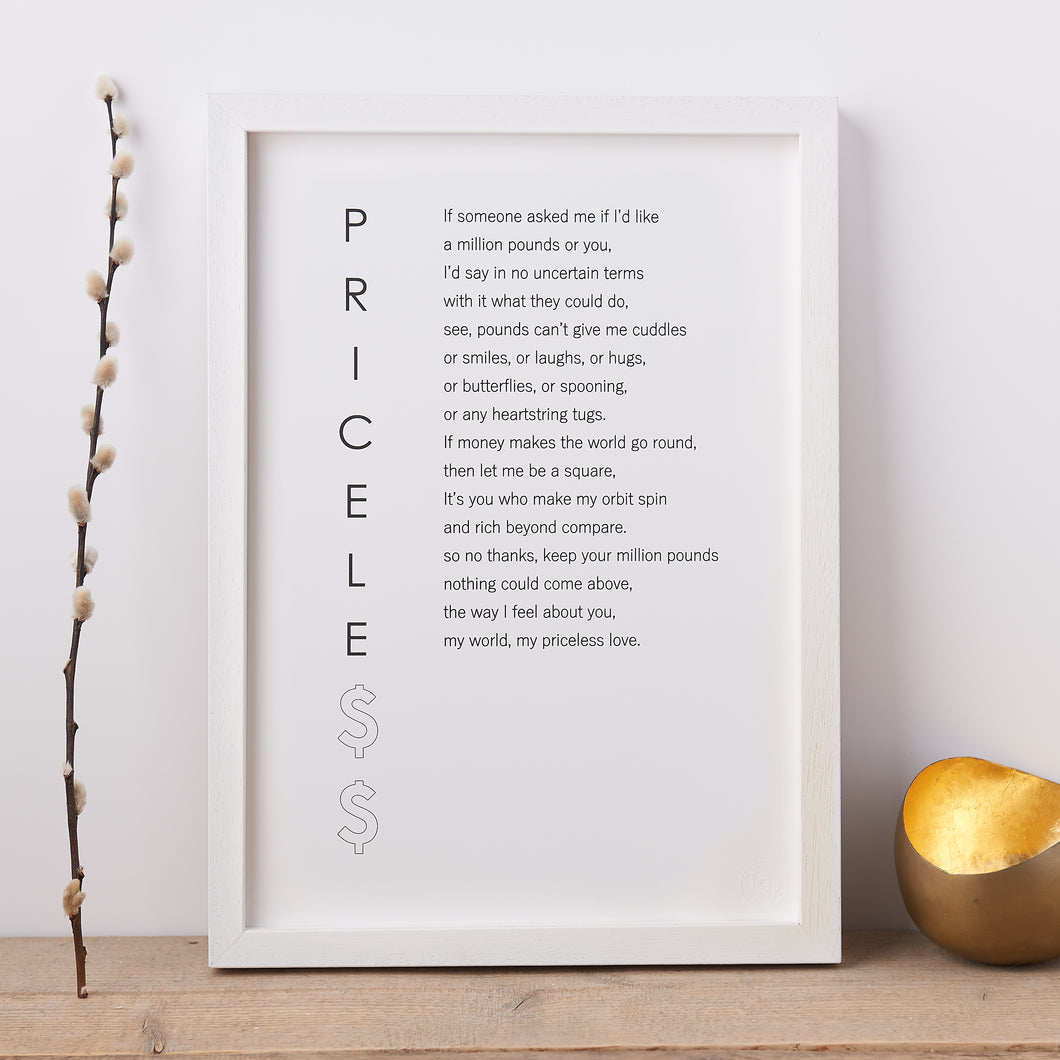 ‘Priceless’ Poem Print