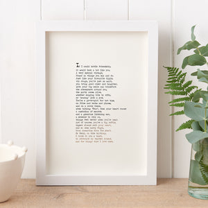 Original Foiled and Framed Friendship Poem