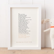 Load image into Gallery viewer, Original Foiled and Framed New Baby Poem