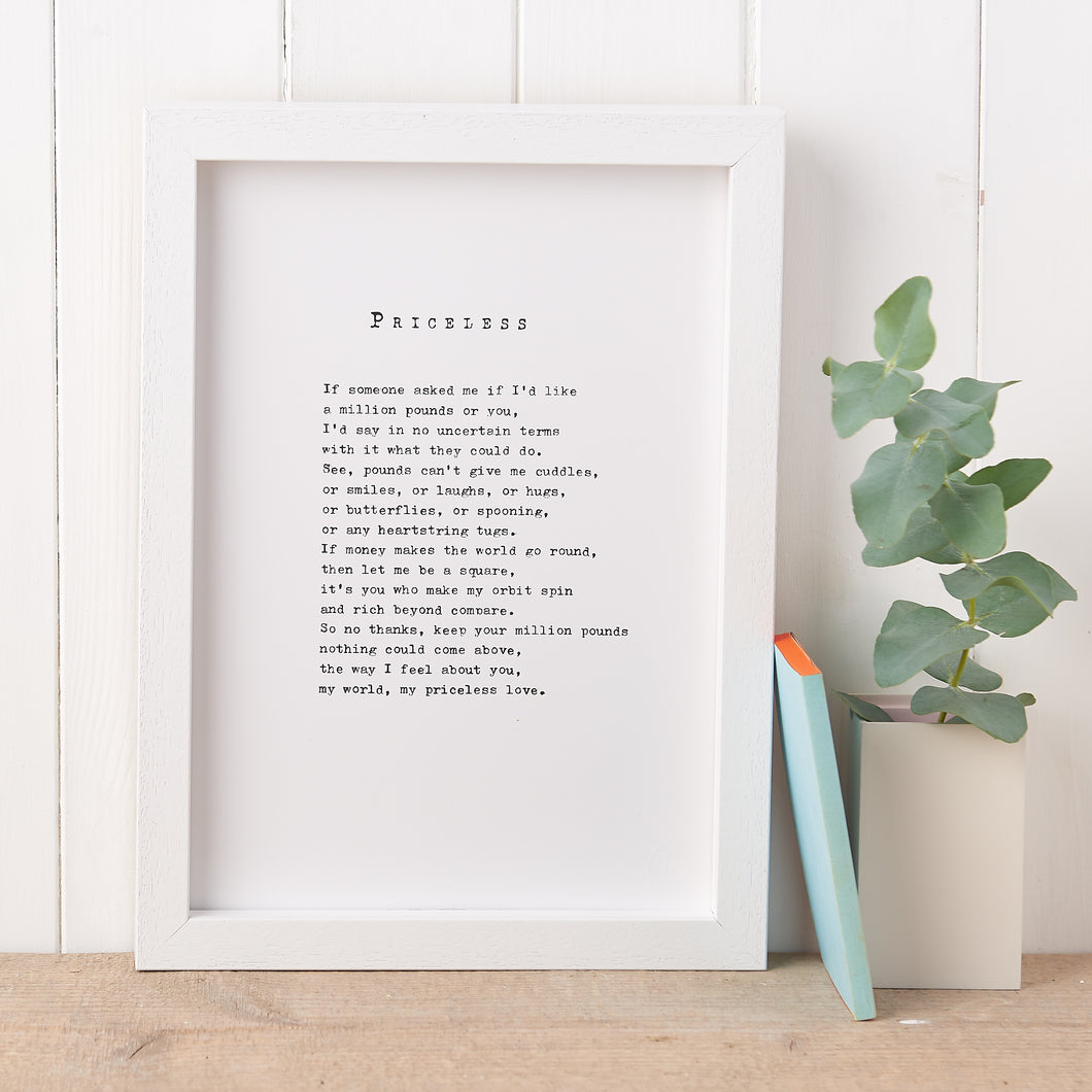 'Priceless' Poem Print