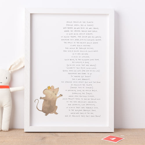 ‘Mouse Malcolm IV’ Nonsense Poem Print