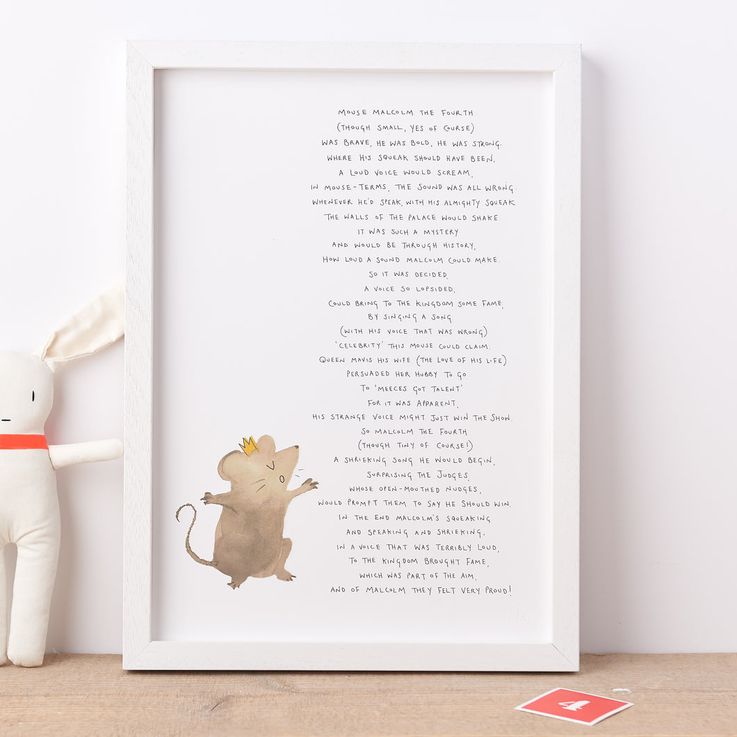 ‘Mouse Malcolm IV’ Nonsense Poem Print