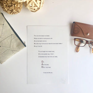 'Thank You Dad' Foiled Poem Print