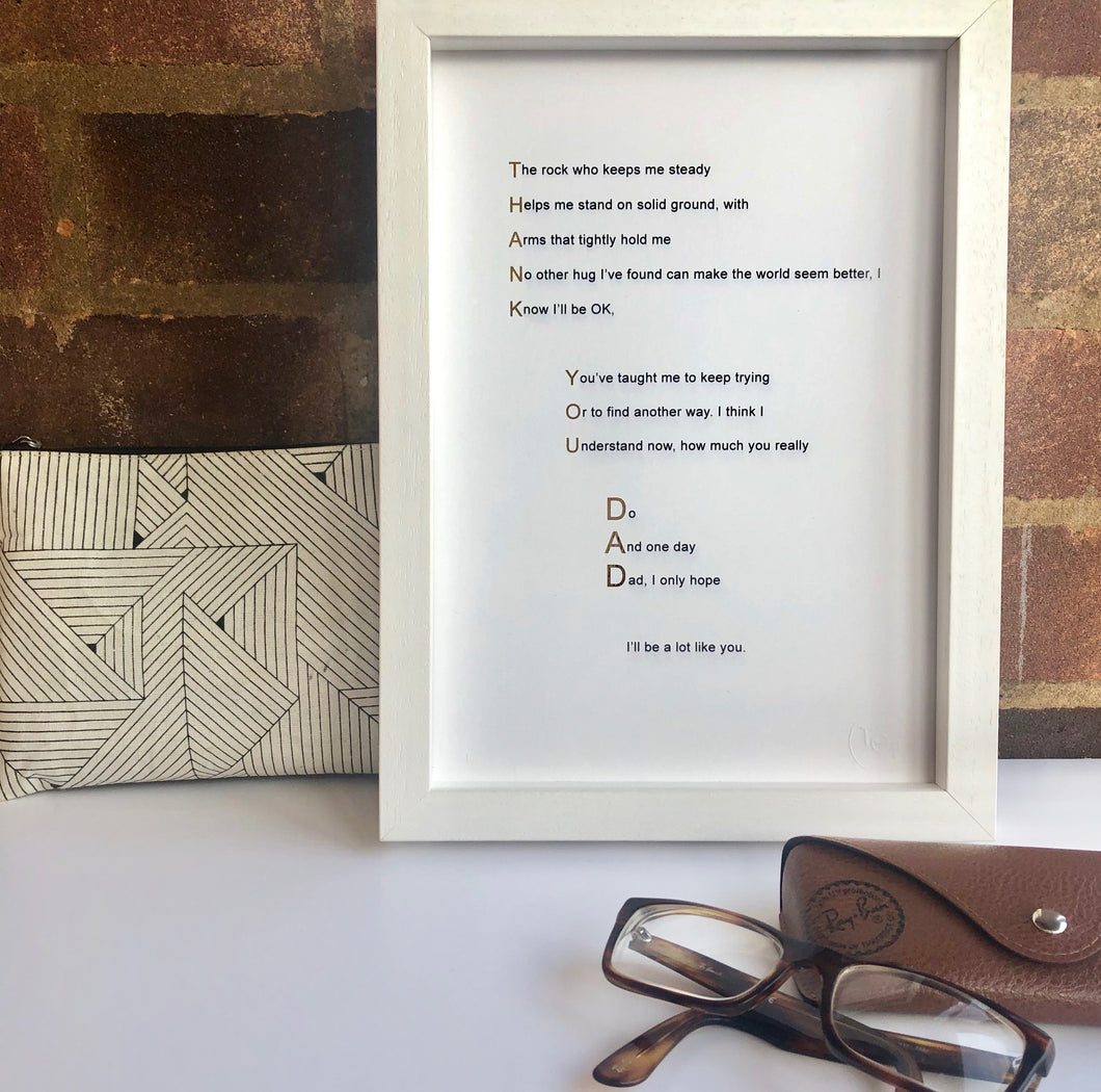 'Thank You Dad' Foiled Poem Print