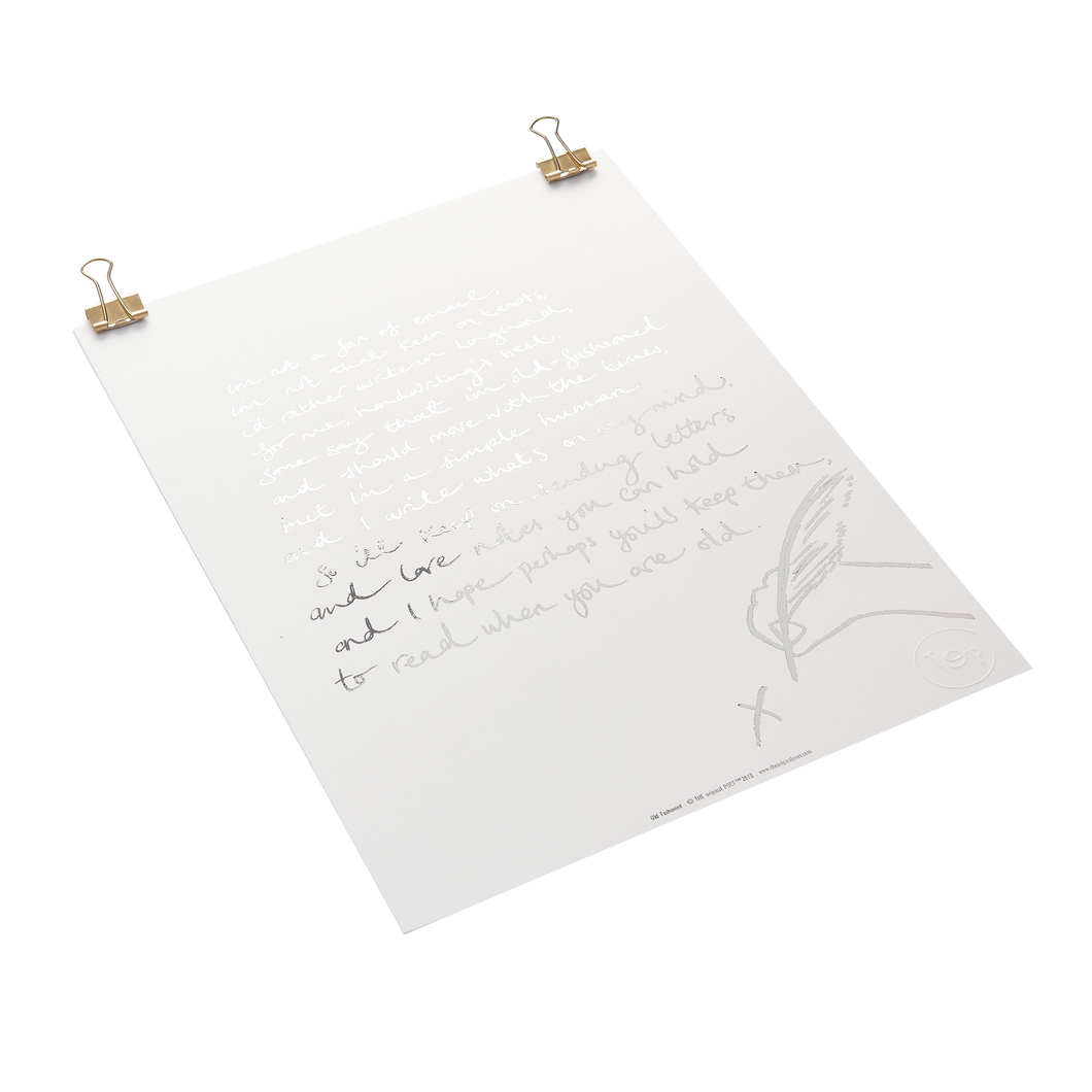 ‘Old Fashioned’ Foiled Poem Print