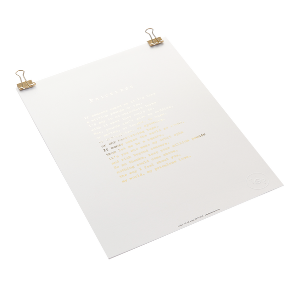 'Priceless' Foiled Poem Print